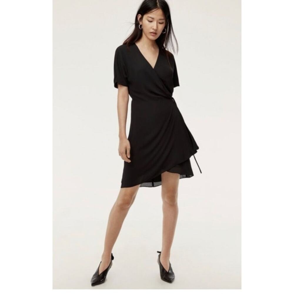 Aritzia Babaton Wallace Black Wrap Dress Small Cocktail Sexy Staple Wardrobe